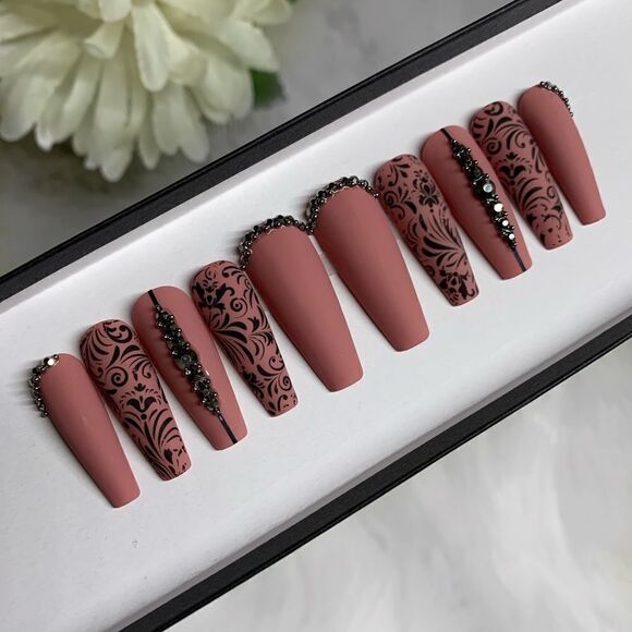 Other - Black Vines Press On Nails | Handmade Press On Nails | Fake Nails